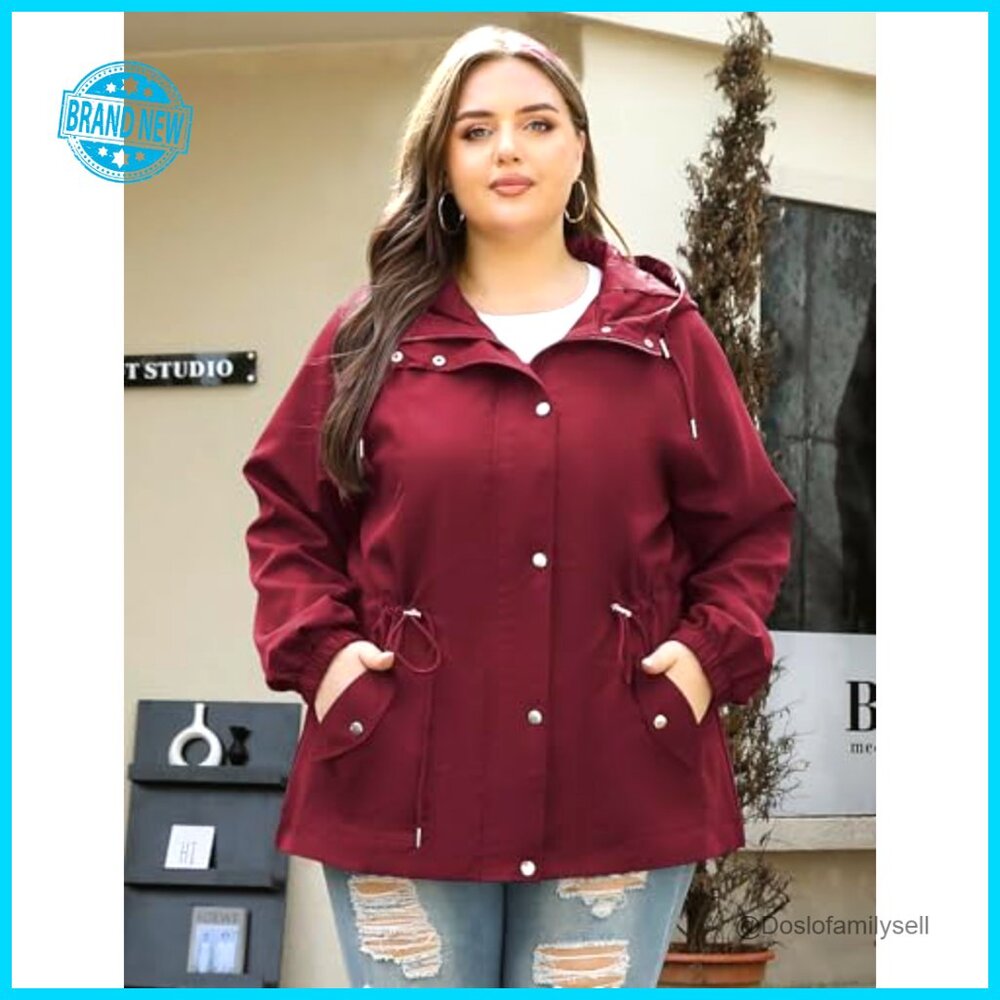 Plus Size Rain Jacket Lightweight Waterproof Wind… - image 2